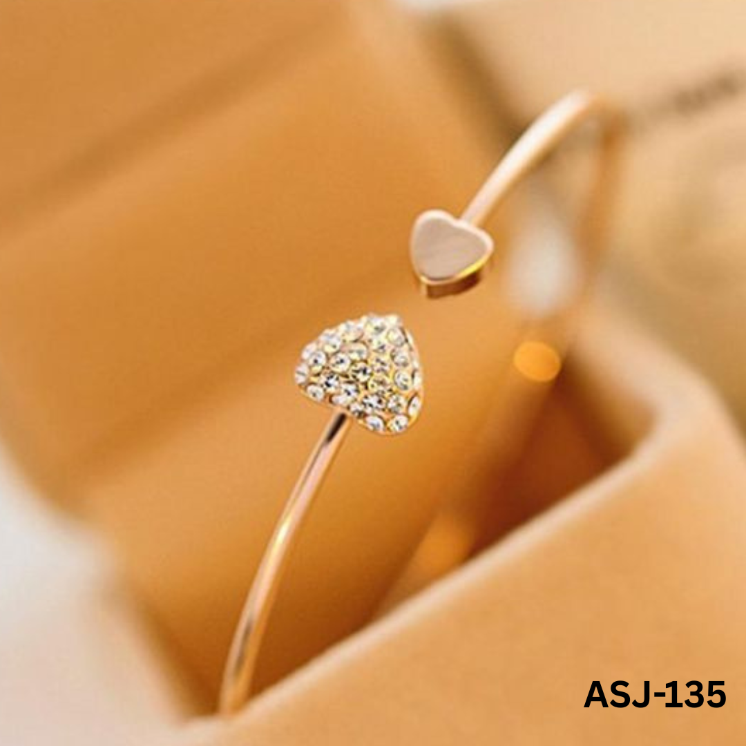 ASJ-135 - Rose Gold Double Heart - Bracelet - BSM WHOLESALE