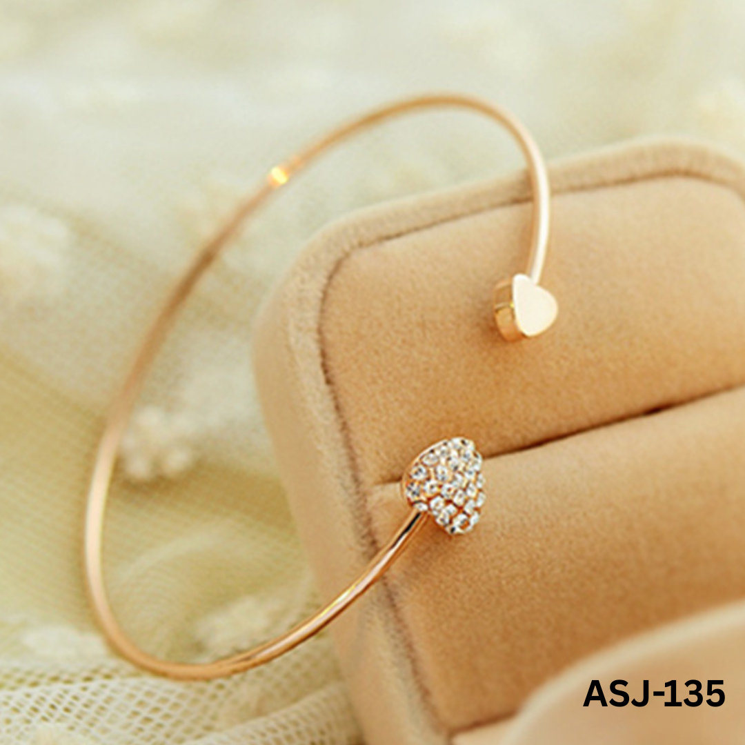 ASJ-135 - Rose Gold Double Heart - Bracelet - BSM WHOLESALE