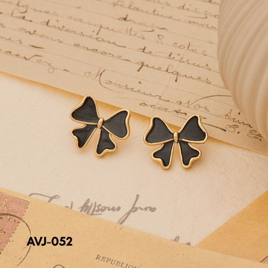 AVJ-052 - Black Bow - Earrings - BSM WHOLESALE