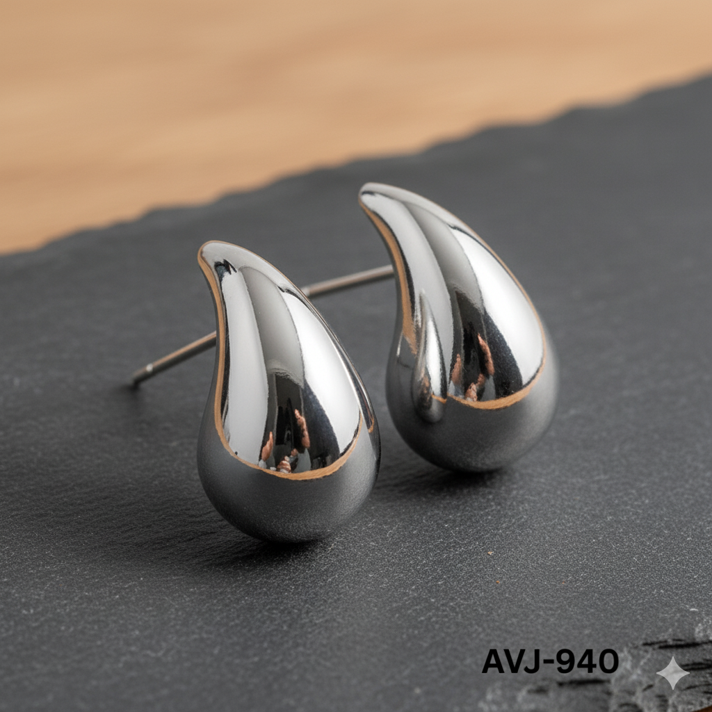 AVJ-940 - Silver Drop Shape - Earrings - BSM WHOLESALE