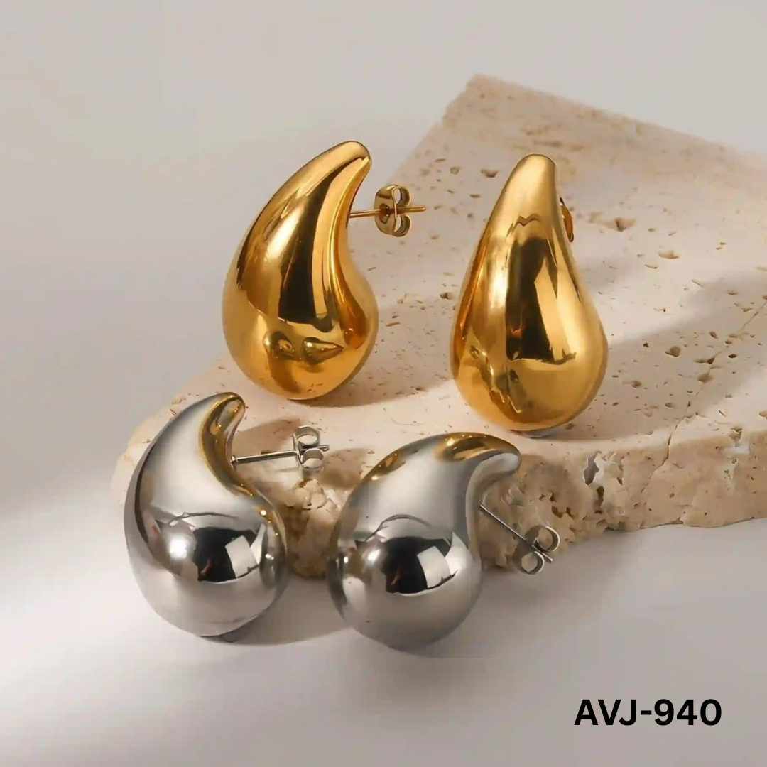 AVJ-940 - Silver Drop Shape - Earrings - BSM WHOLESALE