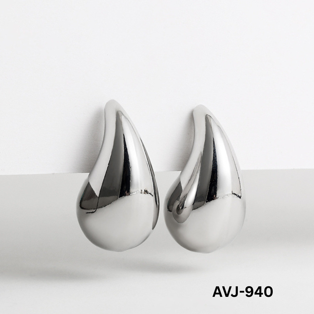 AVJ-940 - Silver Drop Shape - Earrings - BSM WHOLESALE