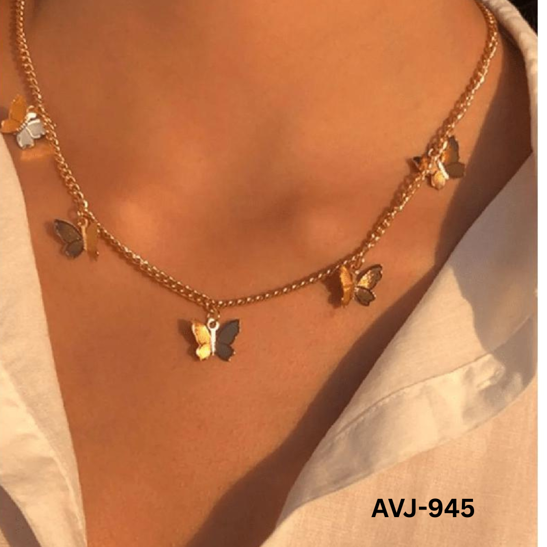 AVJ-945 - Golden Butterfly - Necklace - BSM WHOLESALE