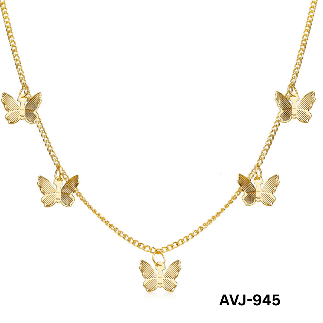 AVJ-945 - Golden Butterfly - Necklace - BSM WHOLESALE