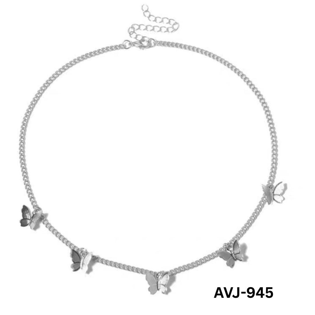 AVJ-945 - Silver Butterfly - Necklace - BSM WHOLESALE