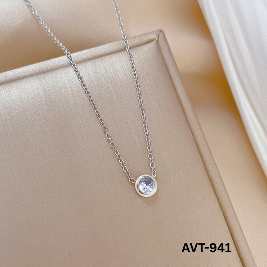 AVT-941 - Silver Single Pearl - Necklace - BSM WHOLESALE