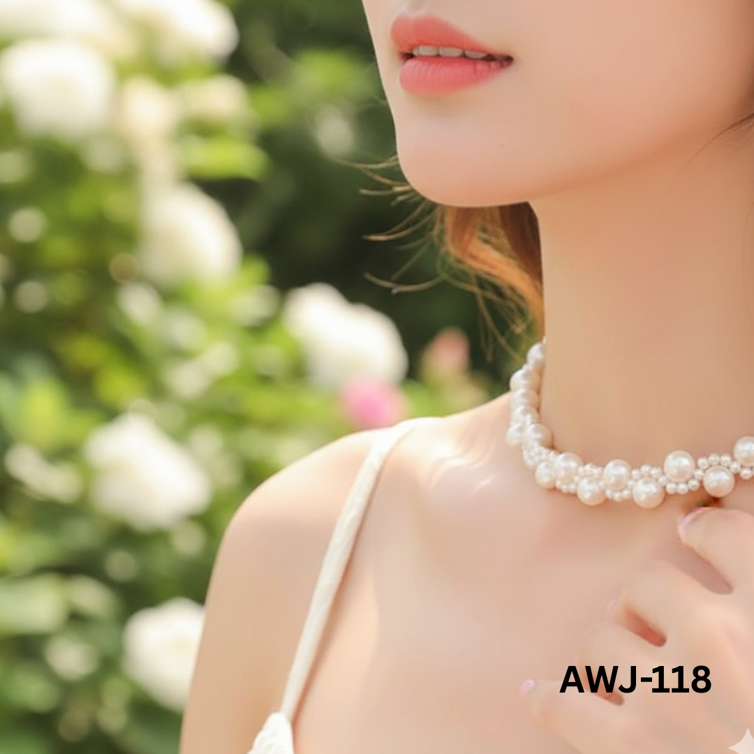 AWJ-118 - White Pearl - Necklace - BSM WHOLESALE