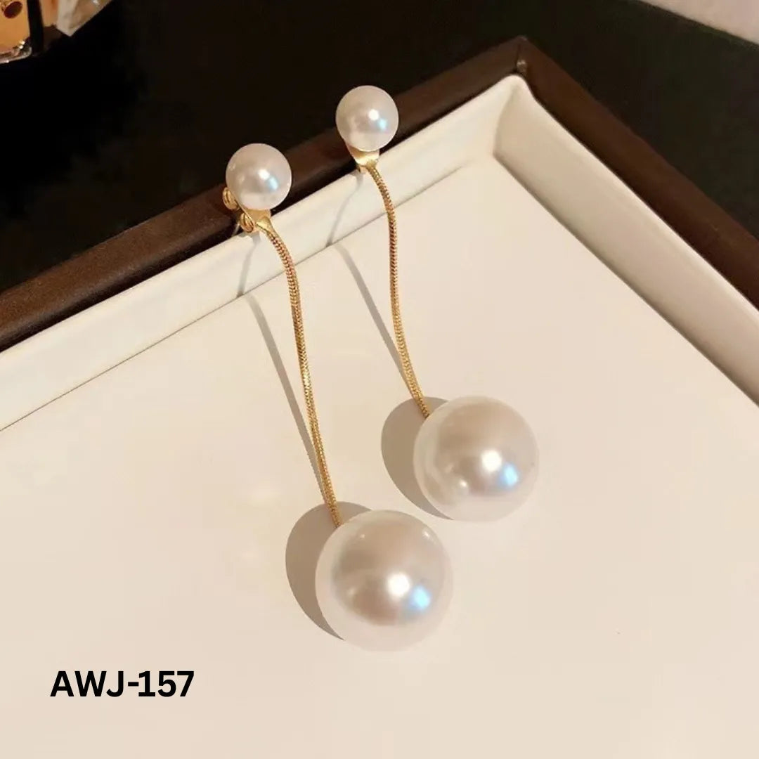 AWJ-157 - Golden Pearl Hanging - Earrings