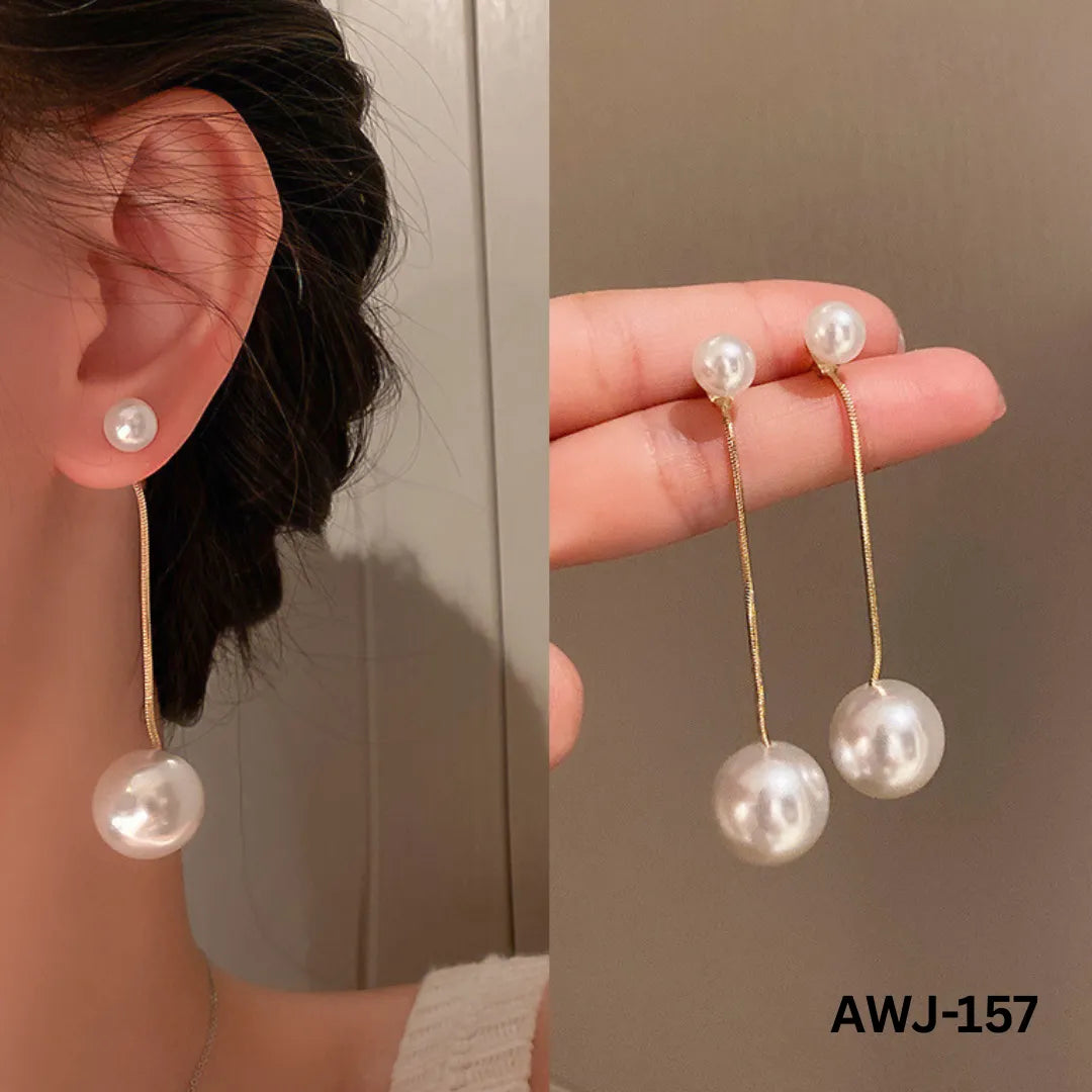 AWJ-157 - Golden Pearl Hanging - Earrings