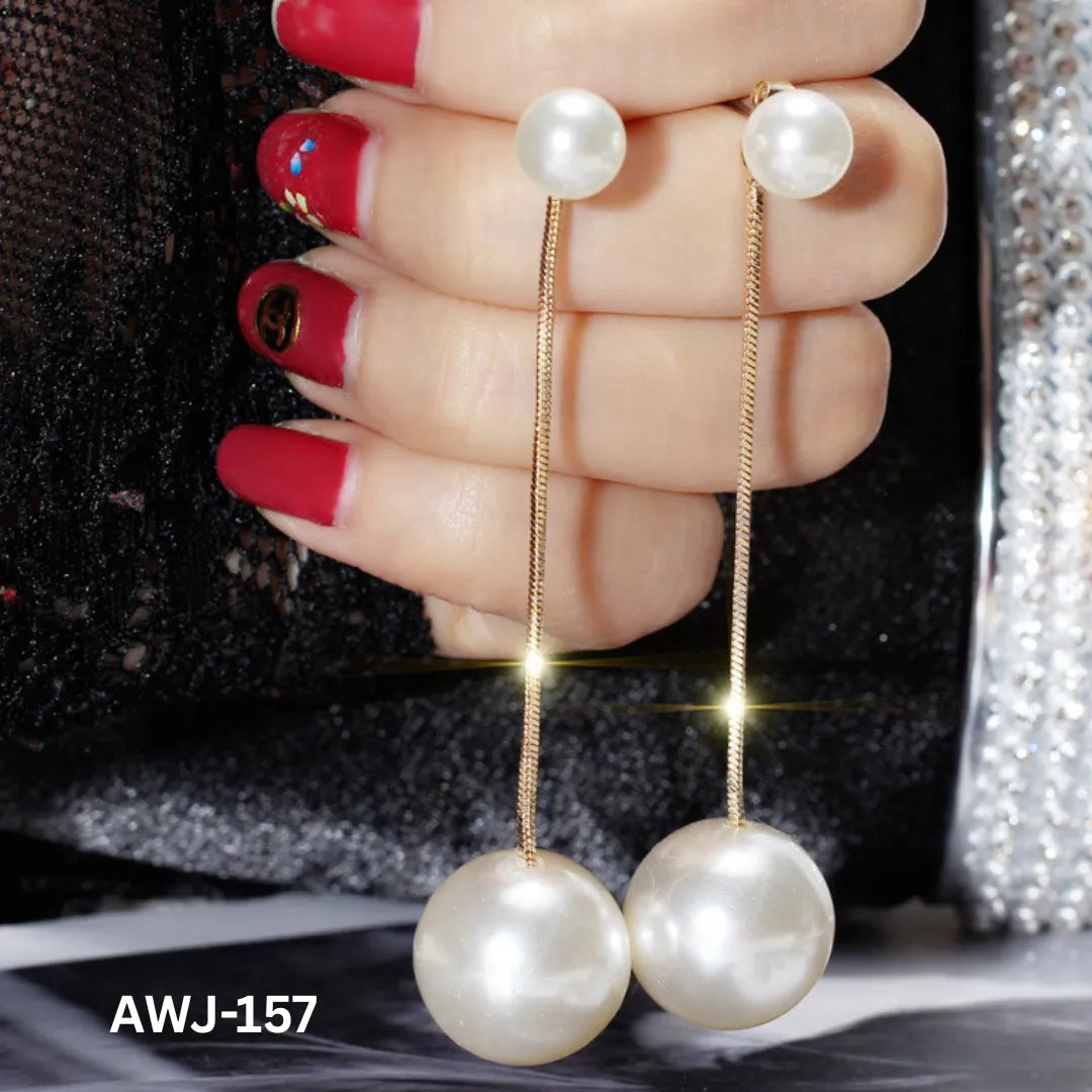 AWJ-157 - Golden Pearl Hanging - Earrings
