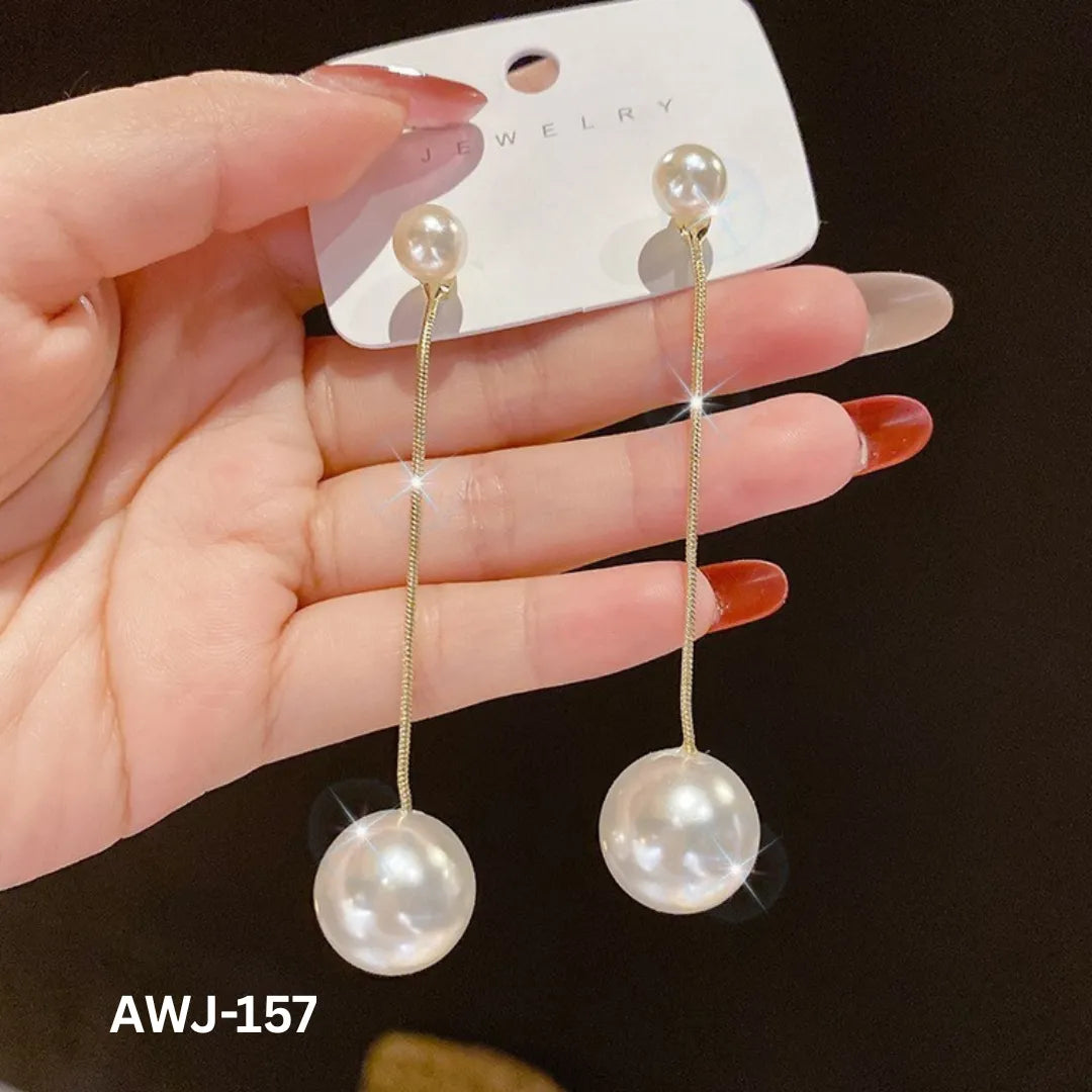 AWJ-157 - Golden Pearl Hanging - Earrings