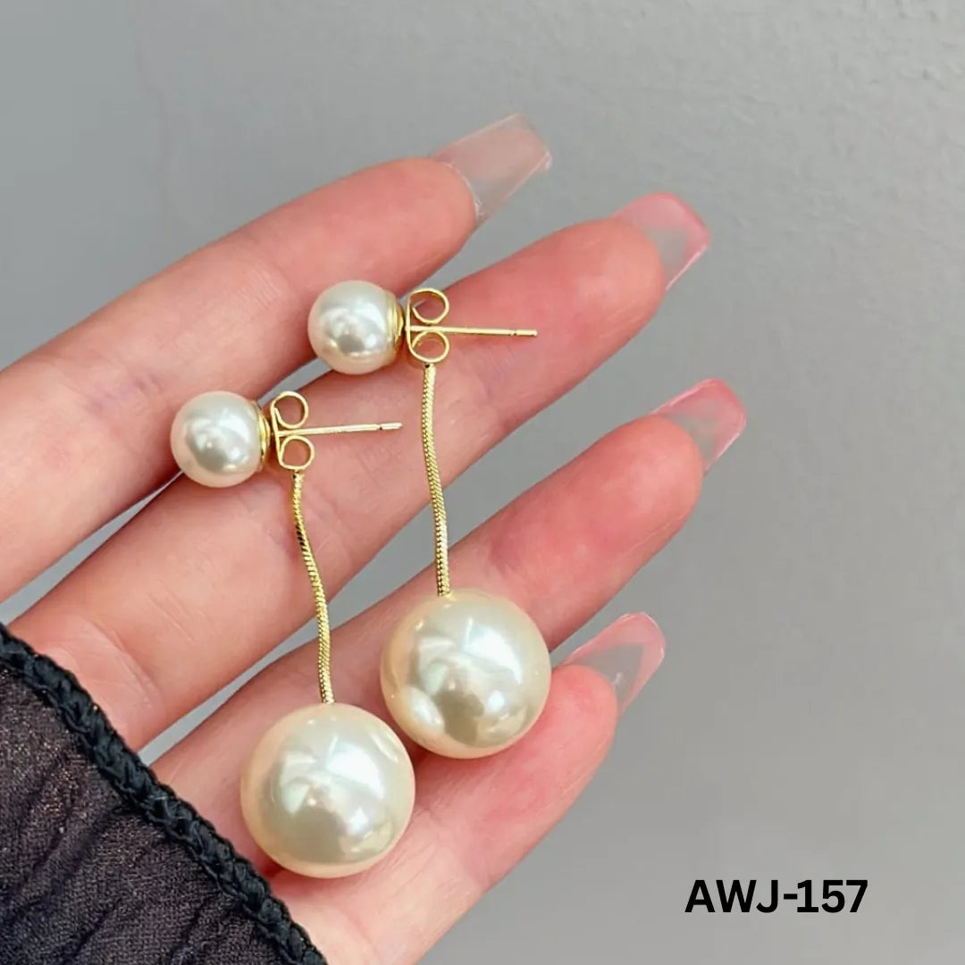 AWJ-157 - Golden Pearl Hanging - Earrings
