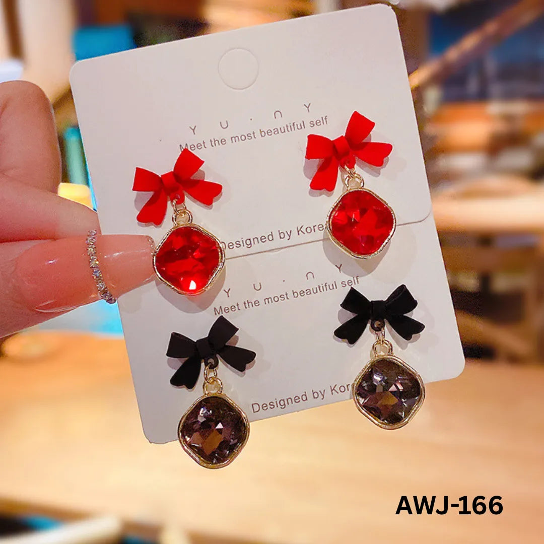 AWJ-166 - Red Bow Shape - Earrings