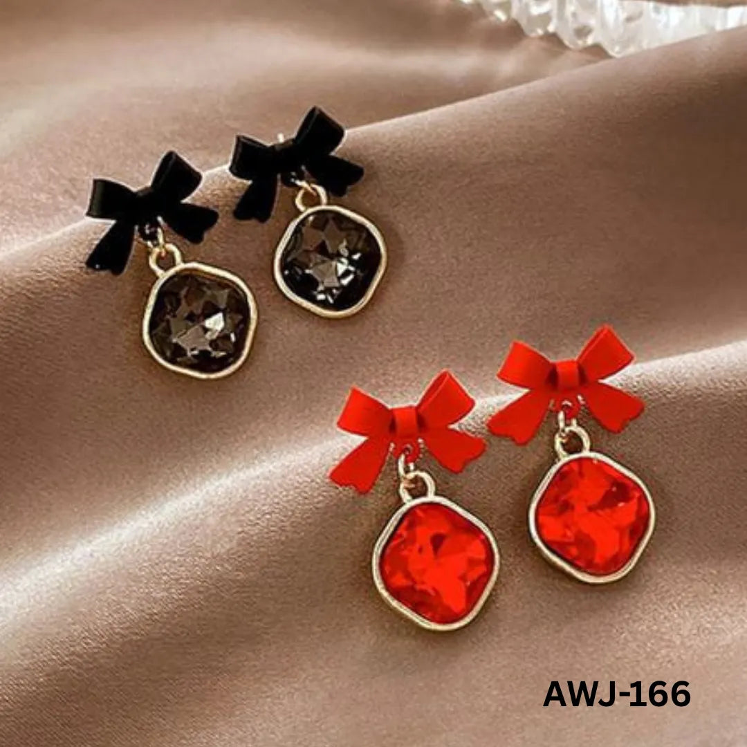 AWJ-166 - Red Bow Shape - Earrings
