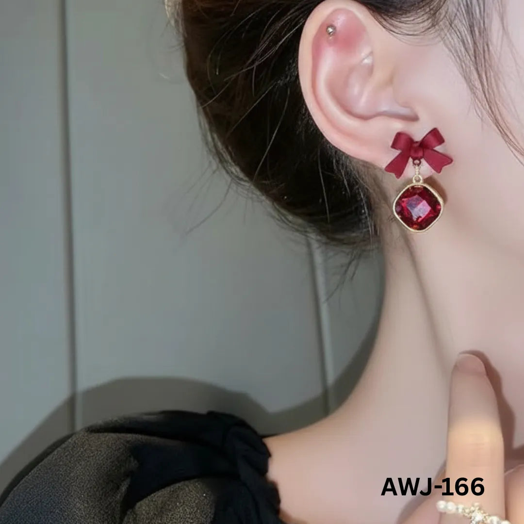 AWJ-166 - Red Bow Shape - Earrings