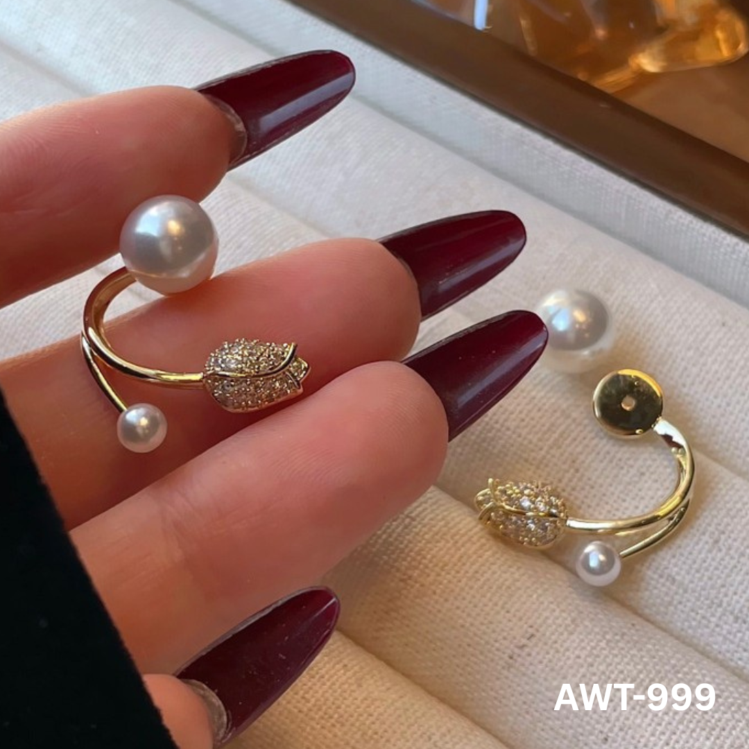 AWJ-999 - Golden Pearl Flower - Earrings - BSM WHOLESALE