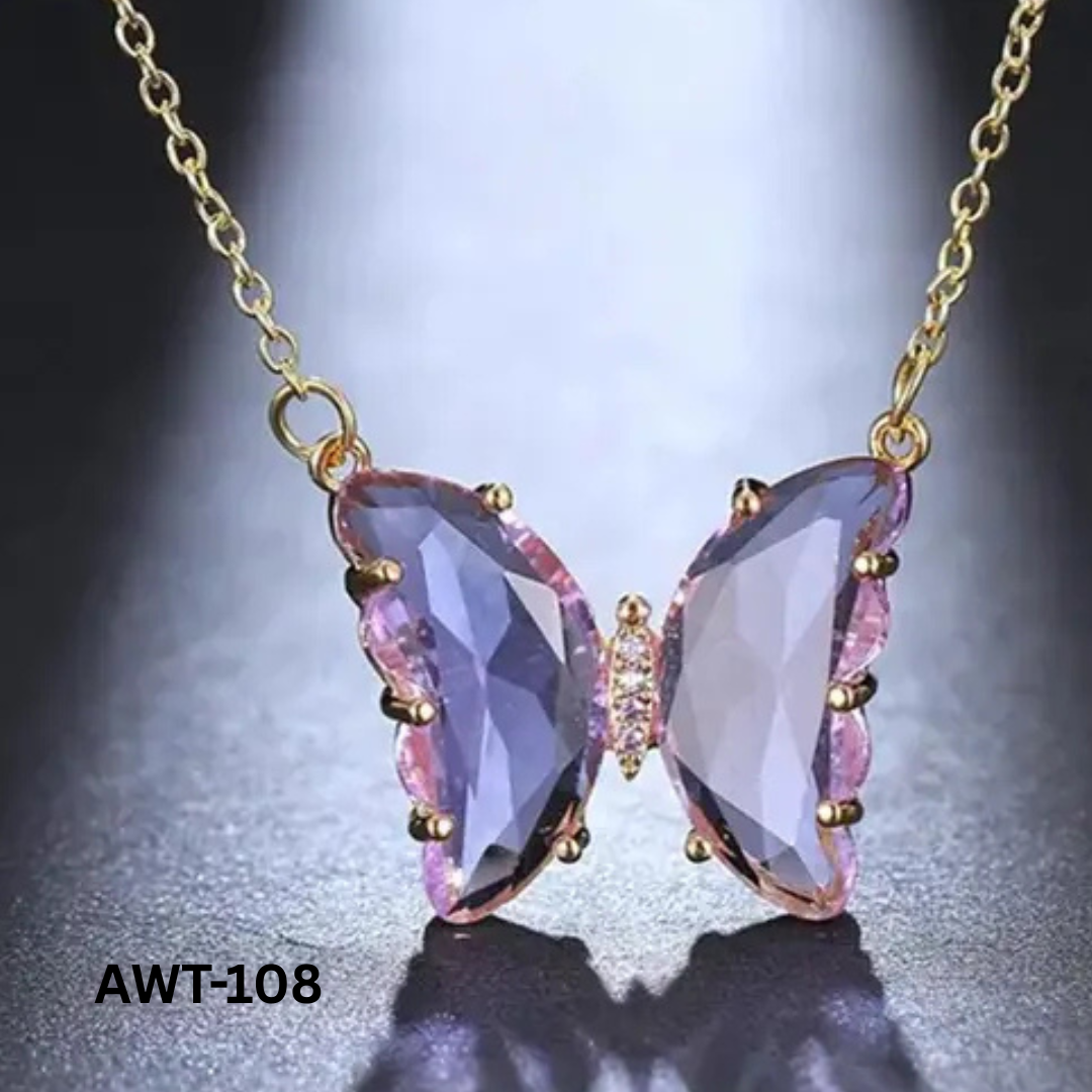 AWT-108 - Purple Butterfly - Necklace - BSM WHOLESALE