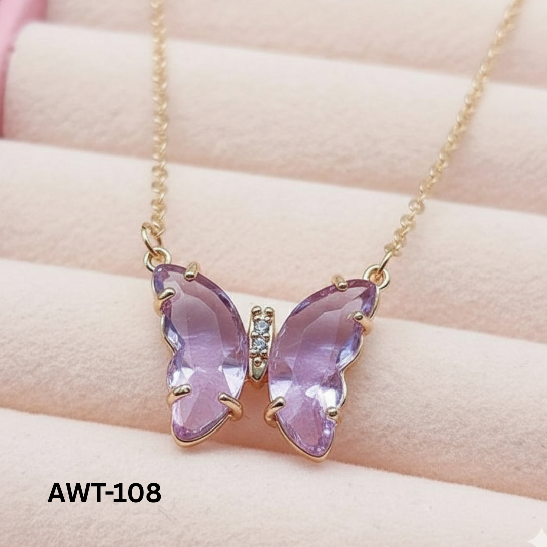 AWT-108 - Purple Butterfly - Necklace - BSM WHOLESALE