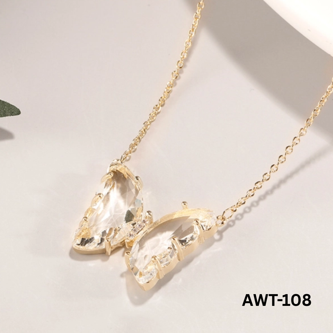 AWT-108 - White Butterfly - Necklace - BSM WHOLESALE