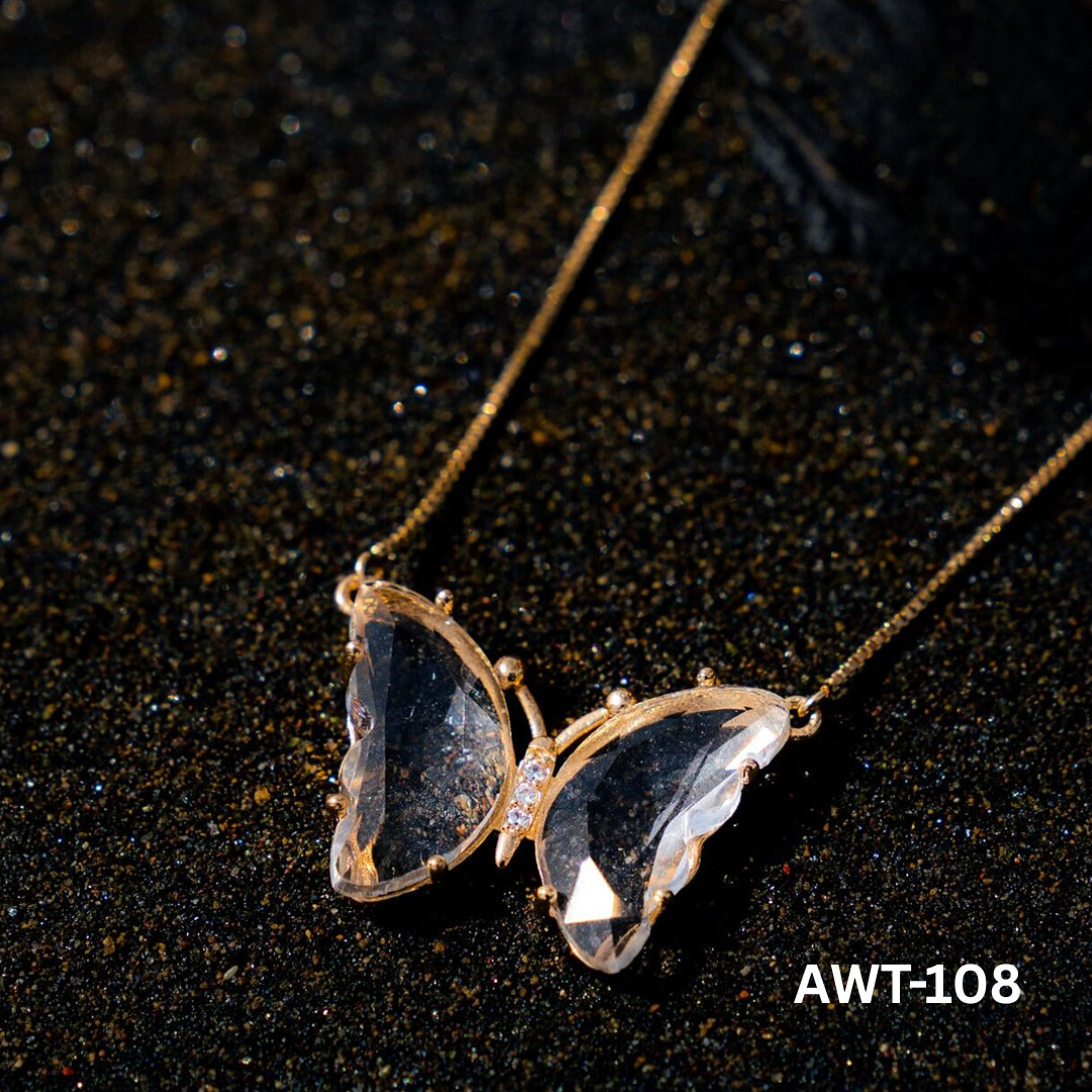 AWT-108 - White Butterfly - Necklace - BSM WHOLESALE