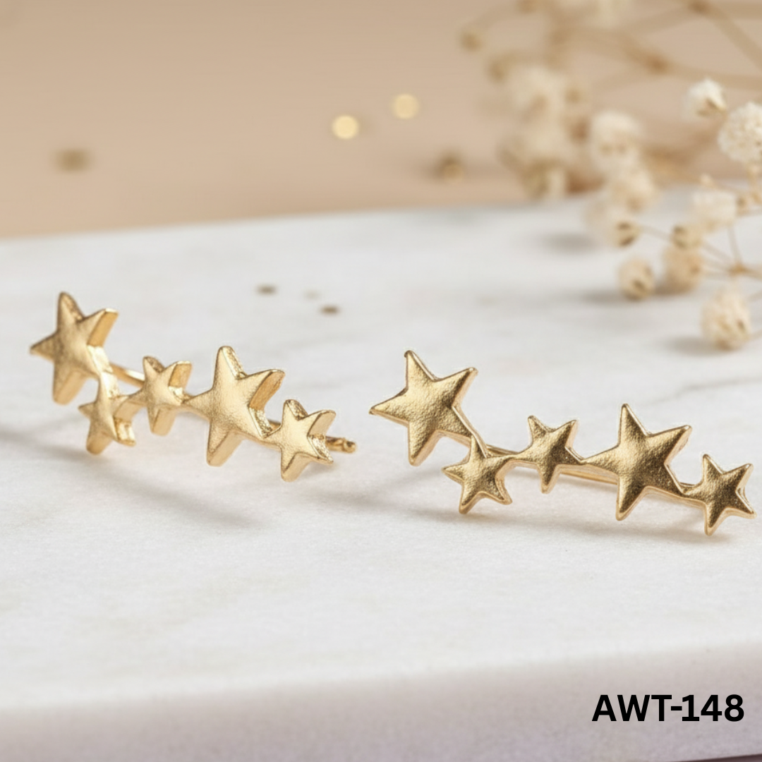 AWT-148 -Golden Star - Earrings - BSM WHOLESALE