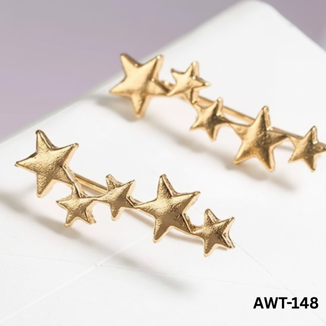 AWT-148 -Golden Star - Earrings - BSM WHOLESALE