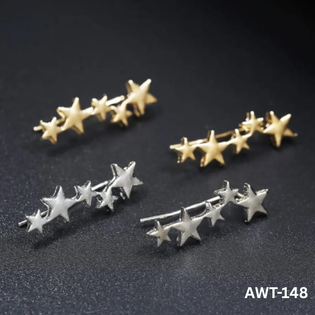 AWT-148 -Golden Star - Earrings - BSM WHOLESALE