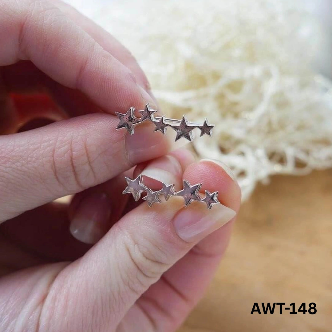 AWT-148 -Silver Star - Earrings