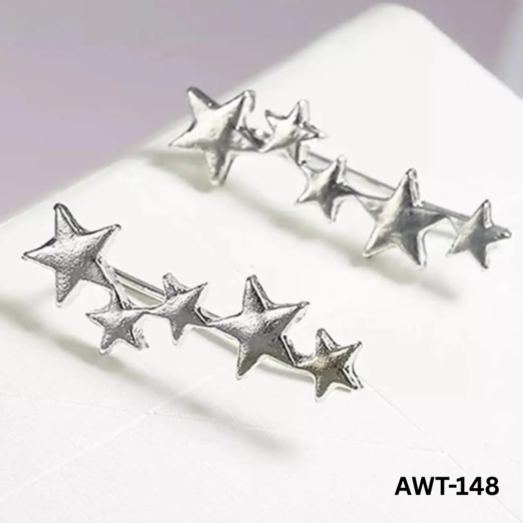 AWT-148 -Silver Star - Earrings - BSM WHOLESALE