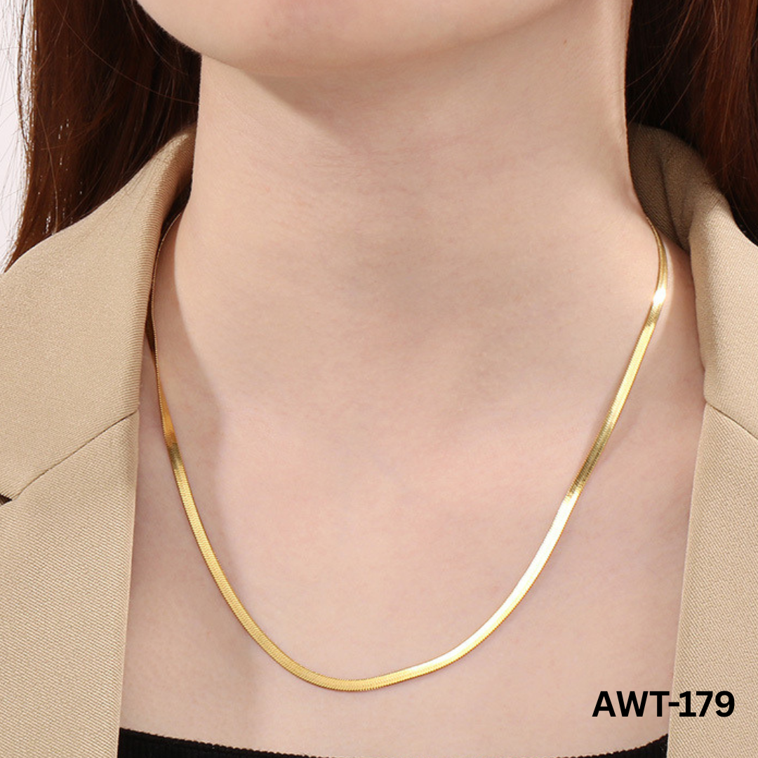 AWT-179 - Golden Thin Snake Chain - Necklace