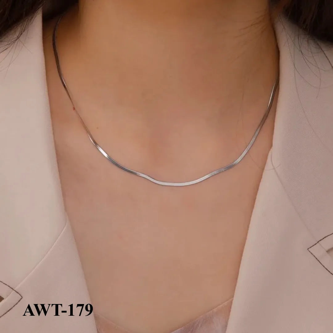 AWT-179 - Silver Thin Snake Chain - Necklace