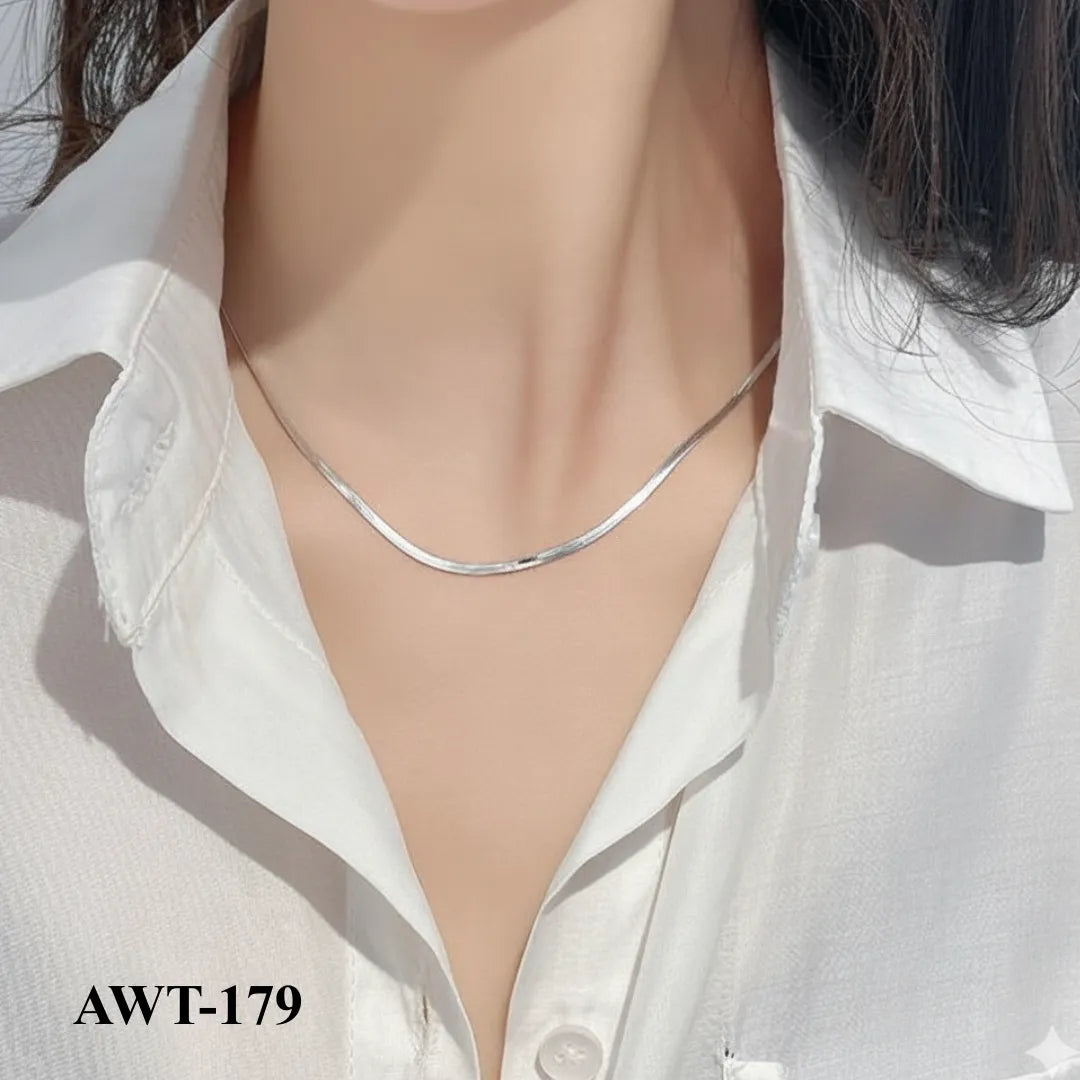 AWT-179 - Silver Thin Snake Chain - Necklace