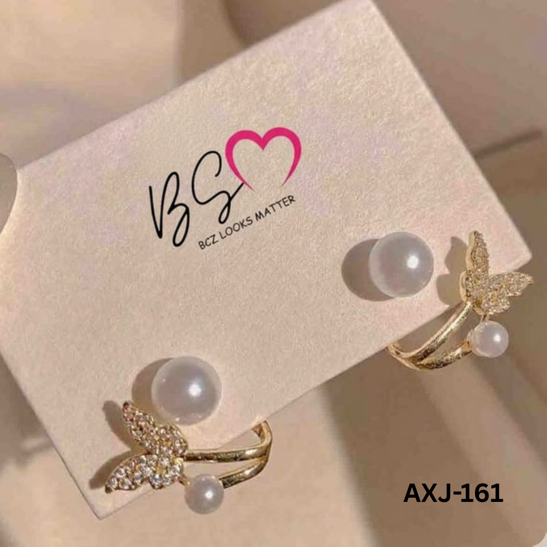 AXJ-161 - Golden Butterfly Pearl - Earrings