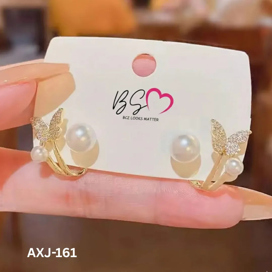 AXJ-161 - Golden Butterfly Pearl - Earrings
