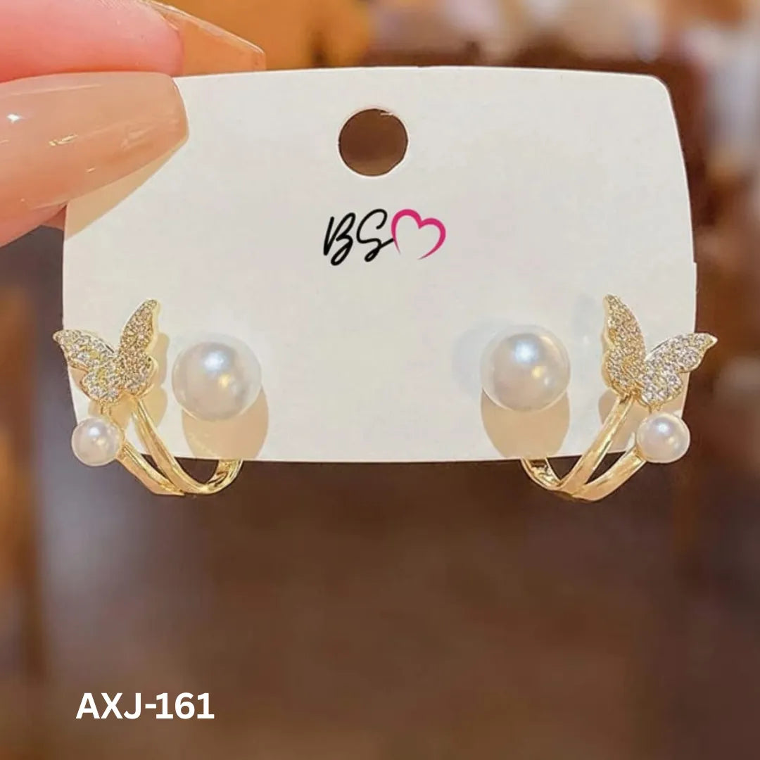 AXJ-161 - Golden Butterfly Pearl - Earrings