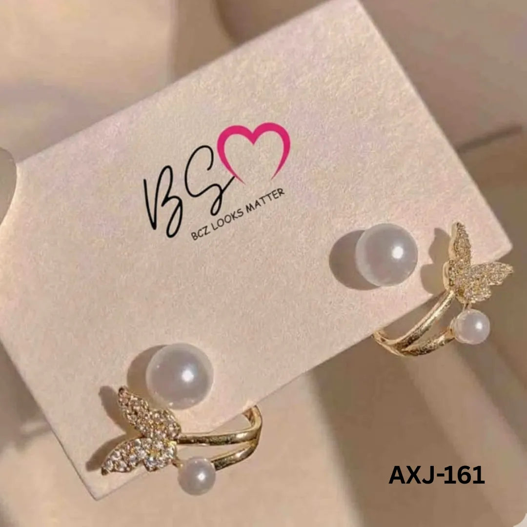 AXJ-161 - Golden Butterfly Pearl - Earrings