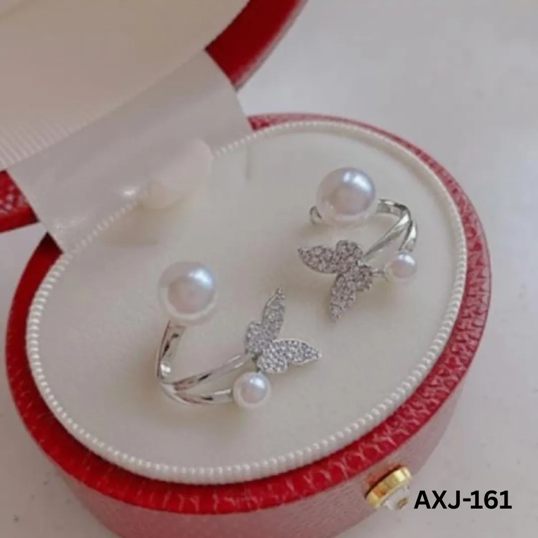 AXJ-161 - Silver Butterfly Pearl - Earrings
