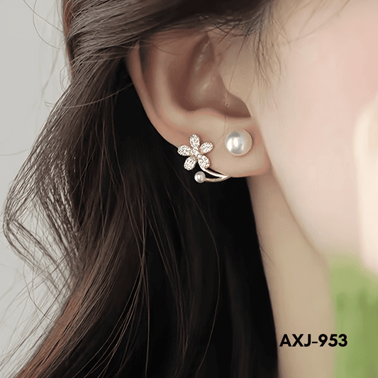 AXJ-953 - Golden Flower Pearl - Earrings - BSM WHOLESALE