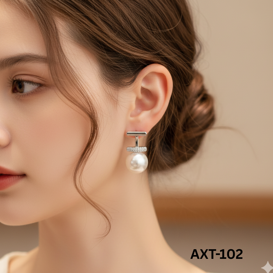 AXT-102 - Silver Pearl - Earrings - BSM WHOLESALE