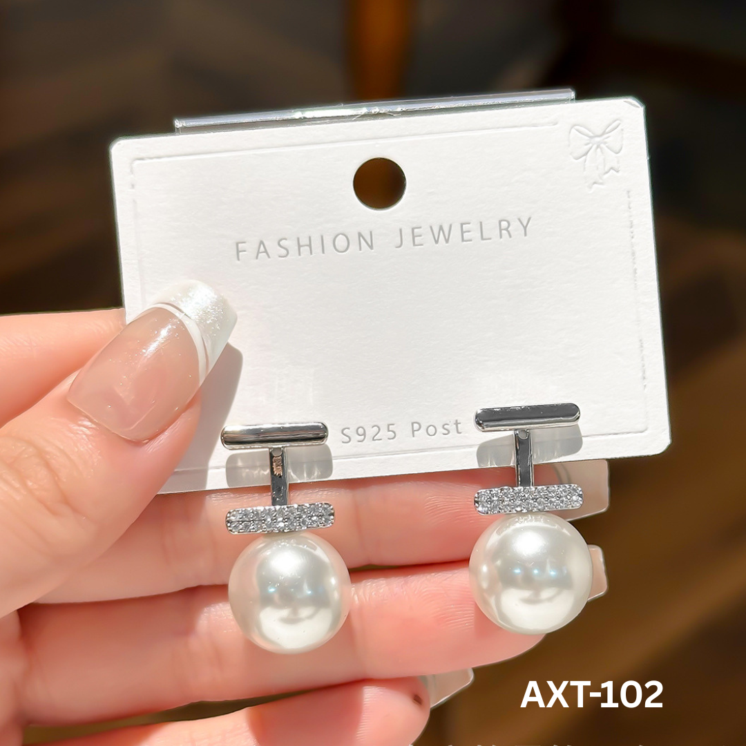AXT-102 - Silver Pearl - Earrings - BSM WHOLESALE