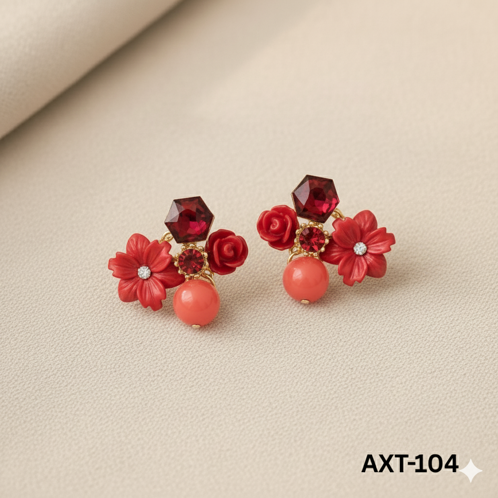 AXT-104 - Flower Crystal - Earrings - BSM WHOLESALE