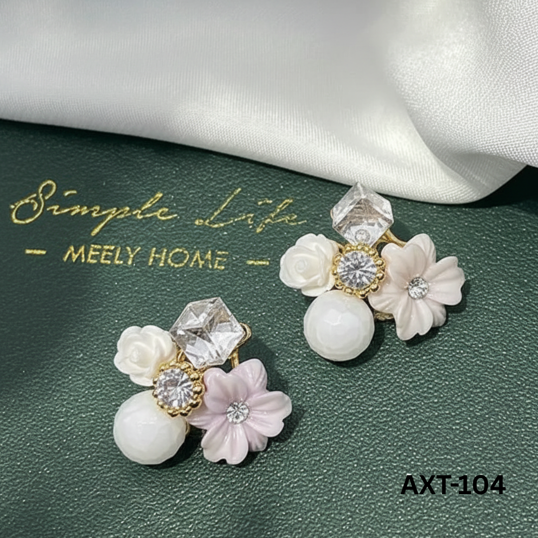 AXT-104 - White Flower - Earrings - BSM WHOLESALE