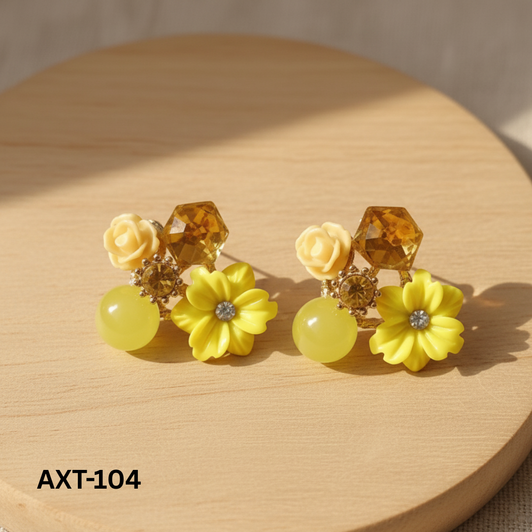 AXT-104 - Yellow Flower - Earrings - BSM WHOLESALE