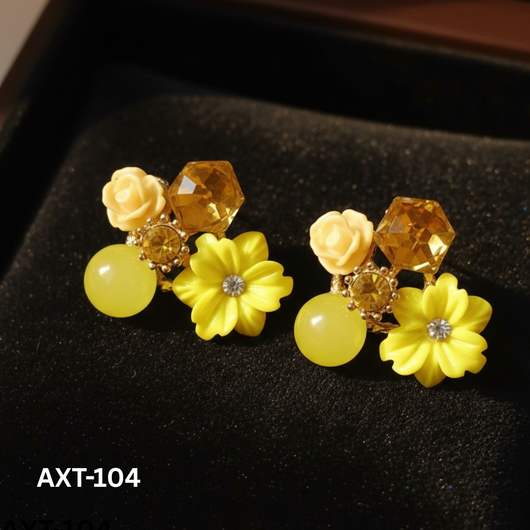 AXT-104 - Yellow Flower - Earrings - BSM WHOLESALE