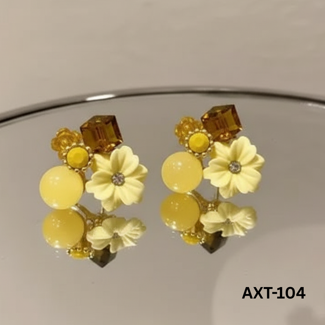 AXT-104 - Yellow Flower - Earrings - BSM WHOLESALE