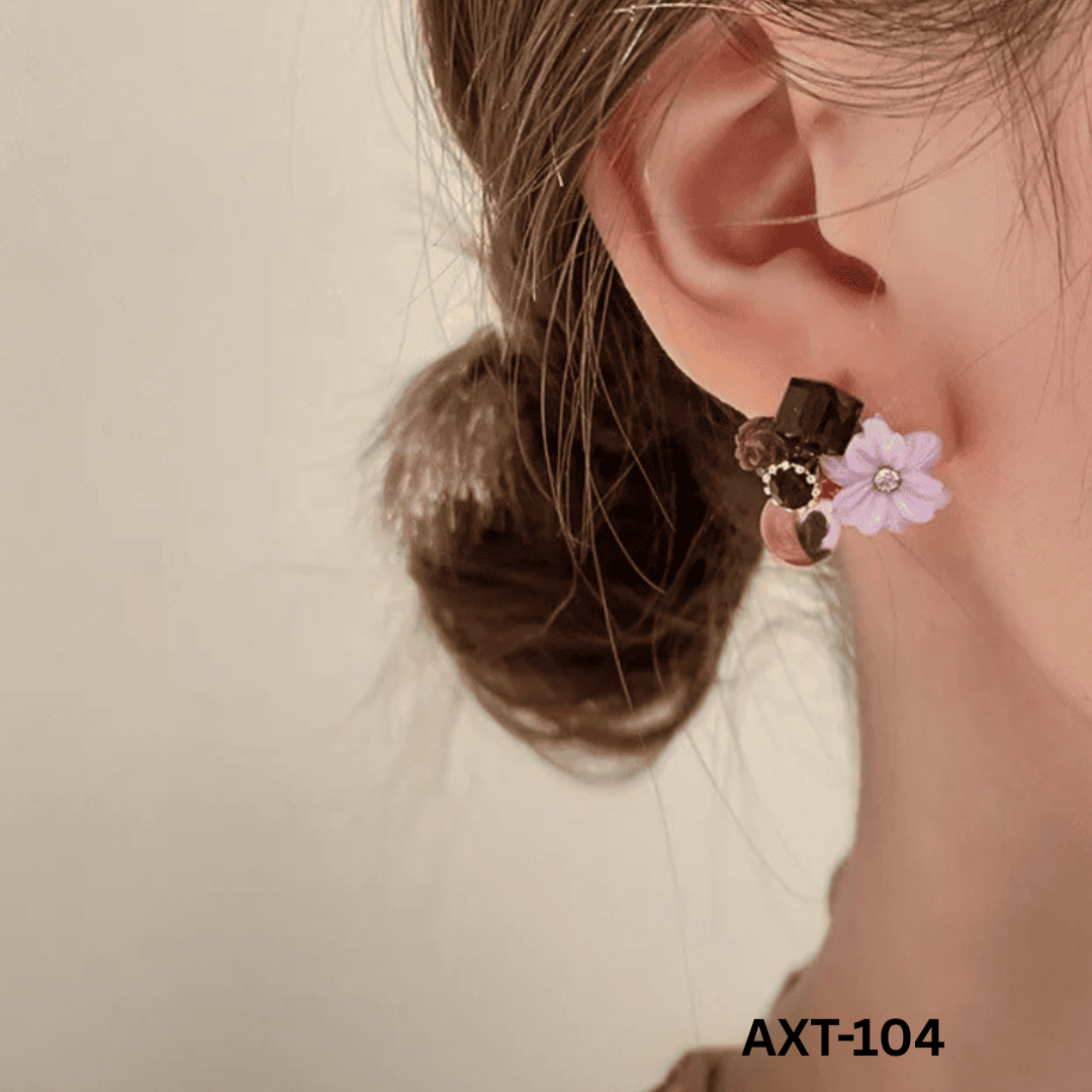 AXT-104 Flower Crystal Korean Earrings By BSM - BSM WHOLESALE