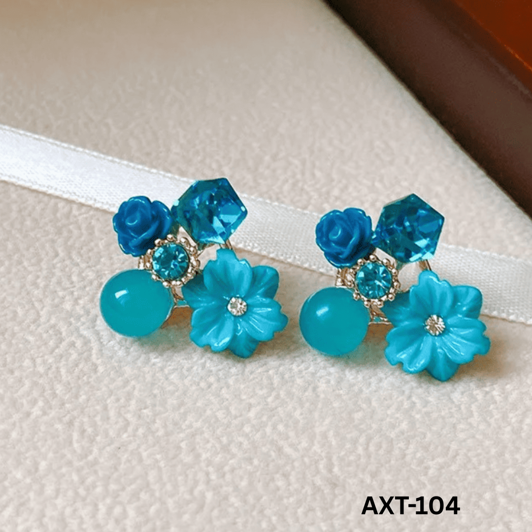 AXT-104 Flower Crystal Korean Earrings By BSM - BSM WHOLESALE