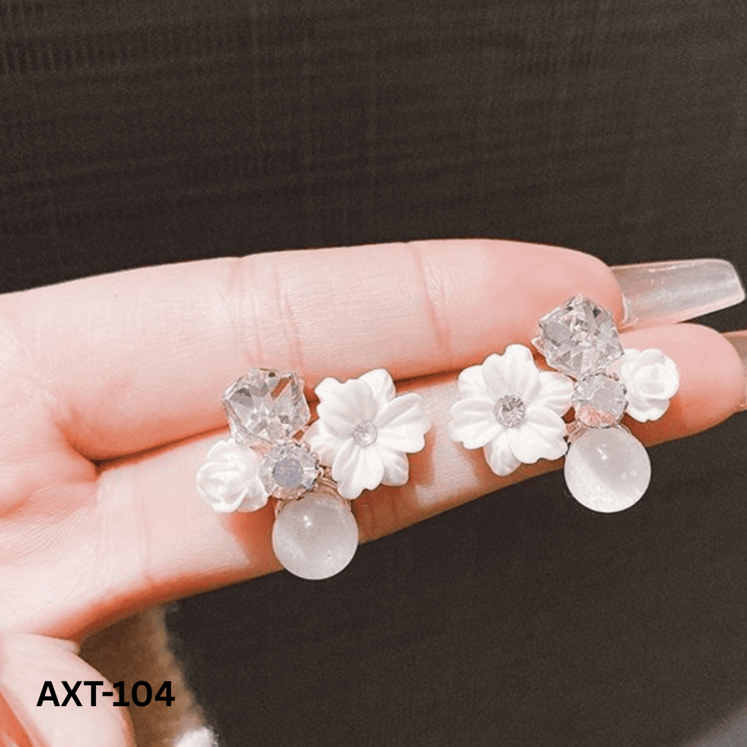 AXT-104 Flower Crystal Korean Earrings By BSM - BSM WHOLESALE