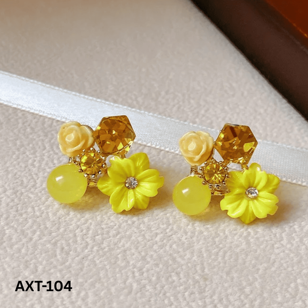 AXT-104 Flower Crystal Korean Earrings By BSM - BSM WHOLESALE