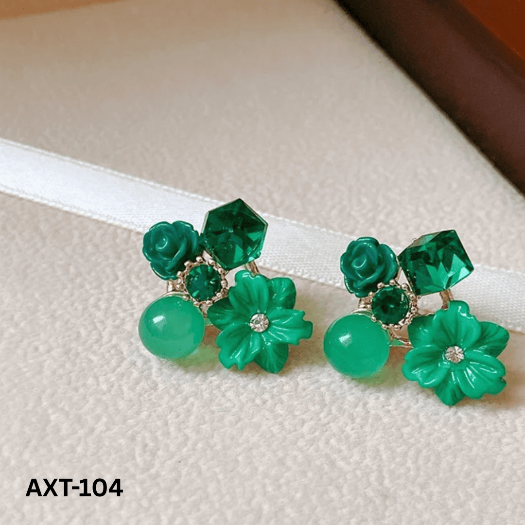 AXT-104 Flower Crystal Korean Earrings By BSM - BSM WHOLESALE